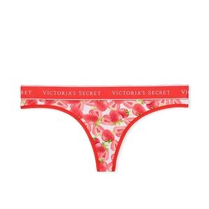 VICTORIAS SECRET LOGO COTTON THONG PANTY UNDERWEAR. NWT